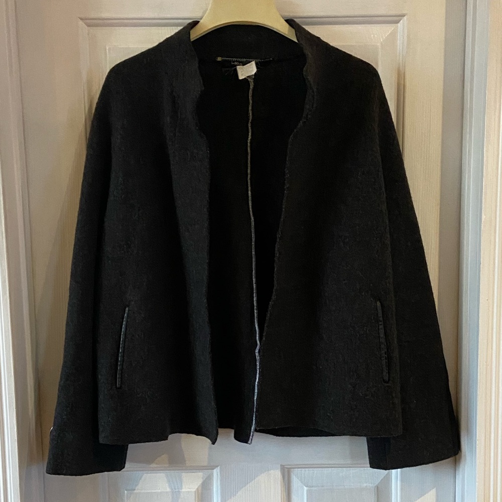 Lisa Biday Open Wool Jacket Unlined Charcoal Gray… - image 1